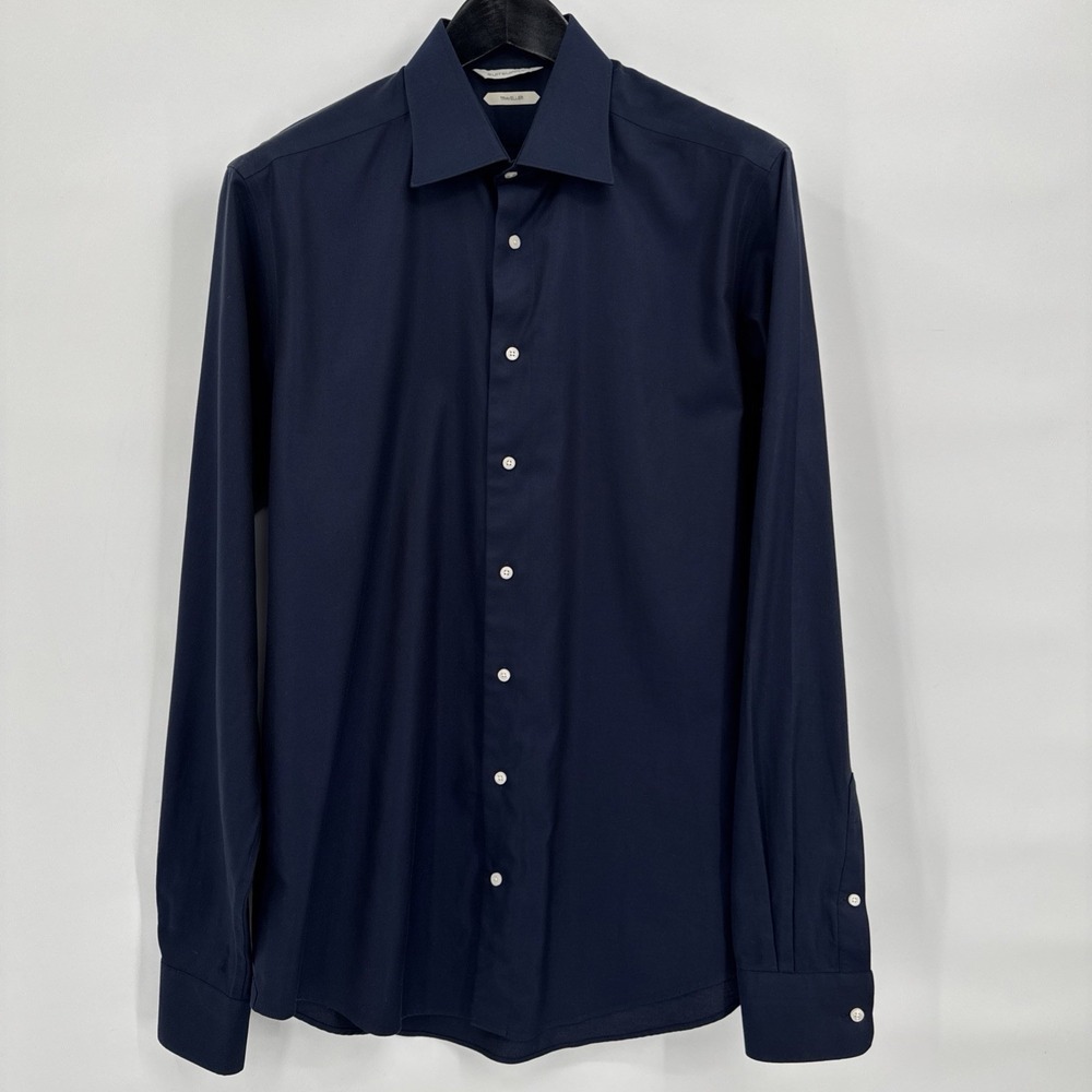 Suitsupply Traveller Slim Fit Navy Blue Button Up Shirt 100% Cotton 41-7 /16L
